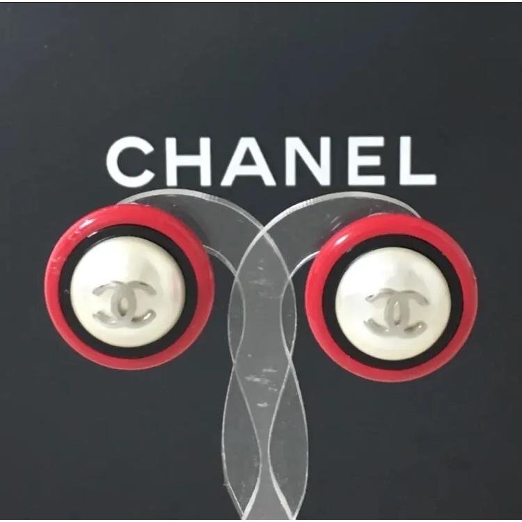 CHANEL シャネル イヤリング ココマーク パール 真珠 レッド シルバー 黒 ロゴ 【中古】