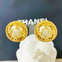 CHANEL シャネル イヤリング ココマーク パール 真珠 チェーン 4連 ロゴ 丸 金 【中古】