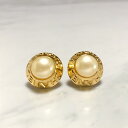 CHANEL シャネル イヤリング パール 真珠 アルファベット サークル 丸 ゴールド 金 ロゴ ヴィンテージ 【中古】