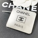 CHANEL シャネル ブローチ ココマーク スクエア プレート シルバー PARIS ブラック 銀 ロゴ 【中古】