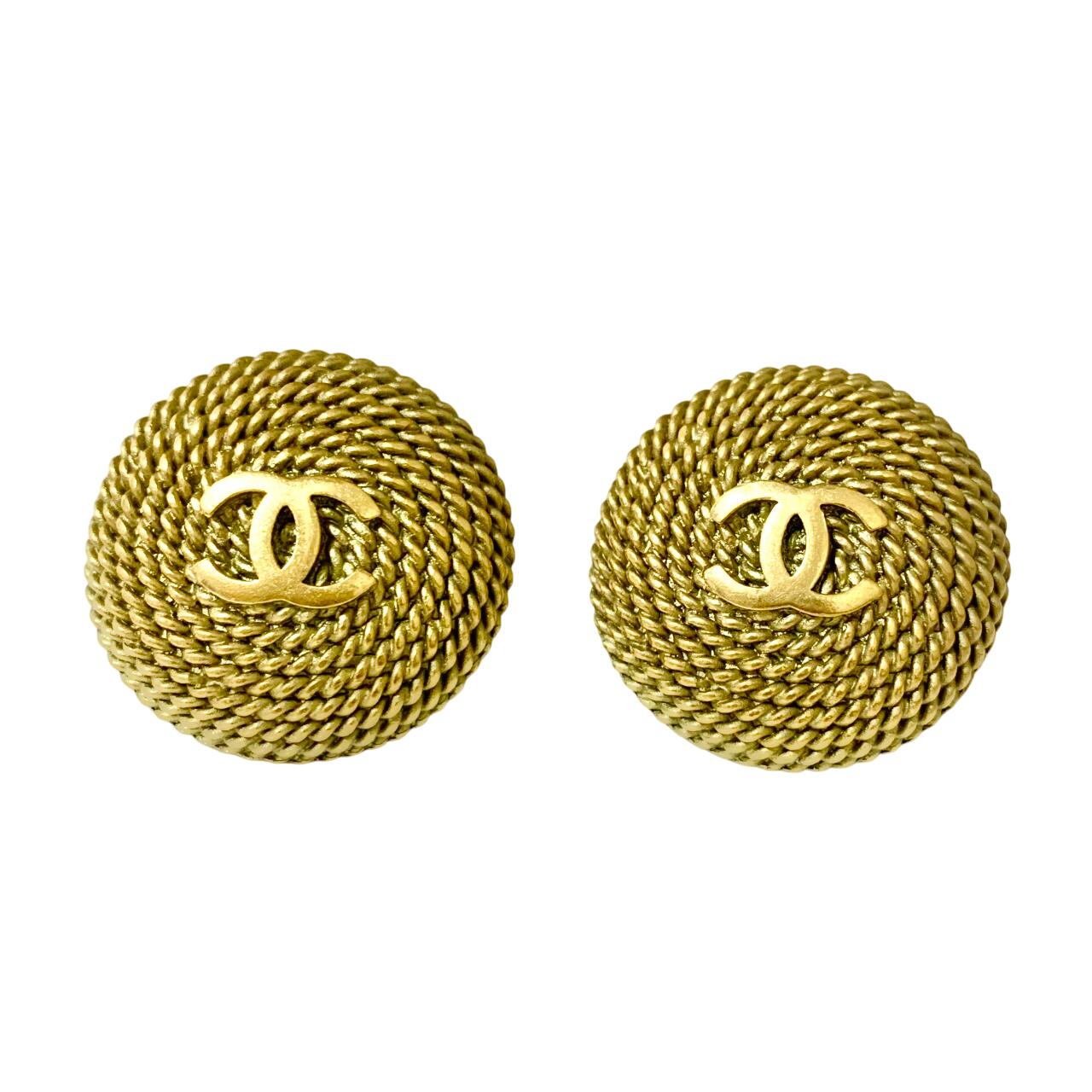 CHANEL シャネル イヤリング ココマーク チェーン 丸 ロゴ ゴールド 金 【中古】