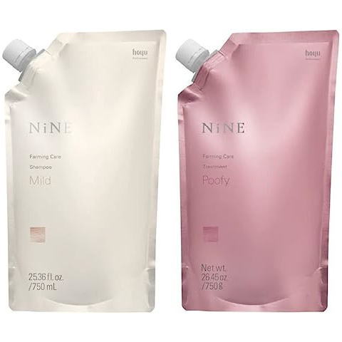 【送料無料】 ホーユー hoyu NiNE ナイン ファーミングケア シャンプー 750ml ＆ トリートメント プーフィ 750g 詰替え レフィル セット
