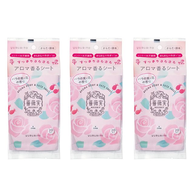 Rakuten - ゆるりと 薔薇実 ローズヒップ アロマ香るリフレッシュシート ボディー＆フェイス　×3【3個セット】