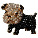 ブローチ イヌ 犬 ブルドッグ アクセサリー クリスタル かわいい キラキラ 動物 アクセサリー デコレーション ギフト プレゼント 雑貨 わんちゃん 【B378】【送料無料】