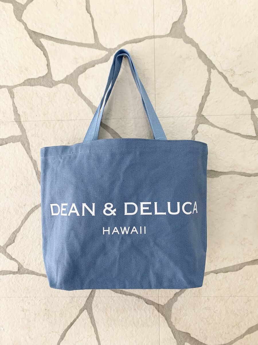 ハワイ直輸入 トートバック DEAN & DELUCAディーンアンドデルーカ キャンパストート Mサイズ CANVAS LARGE TOTE【サックス】