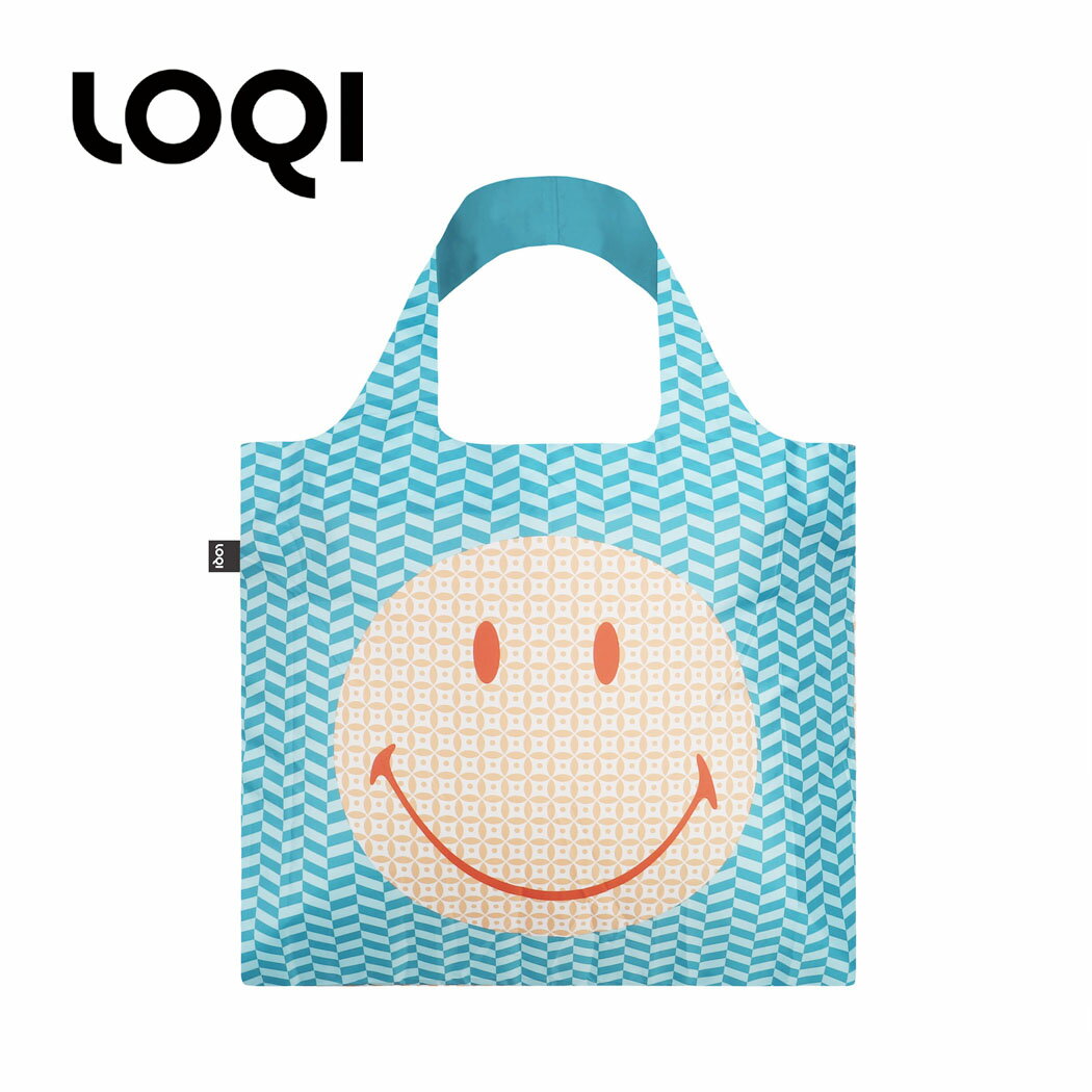 ローキー エコバッグ LOQI ローキー SMILEY スマイリー レディース 女性用 大きめ おしゃれ かわいい 軽い 軽量 収納ポーチ付き リサイクル素材 トート ブランド マザーズバッグ バッグ ショッピングバッグ たためる メール便 送料無料 loqi-rebag-a1