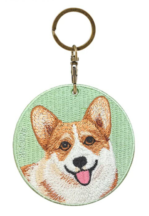 ドッグ両面刺繍キーホルダーコーギーおしりタイプ シルク刺繍 かわいい 本物そっくり 高品質 リアル チャーム プレゼント最適 犬 犬柄 EMJOUR