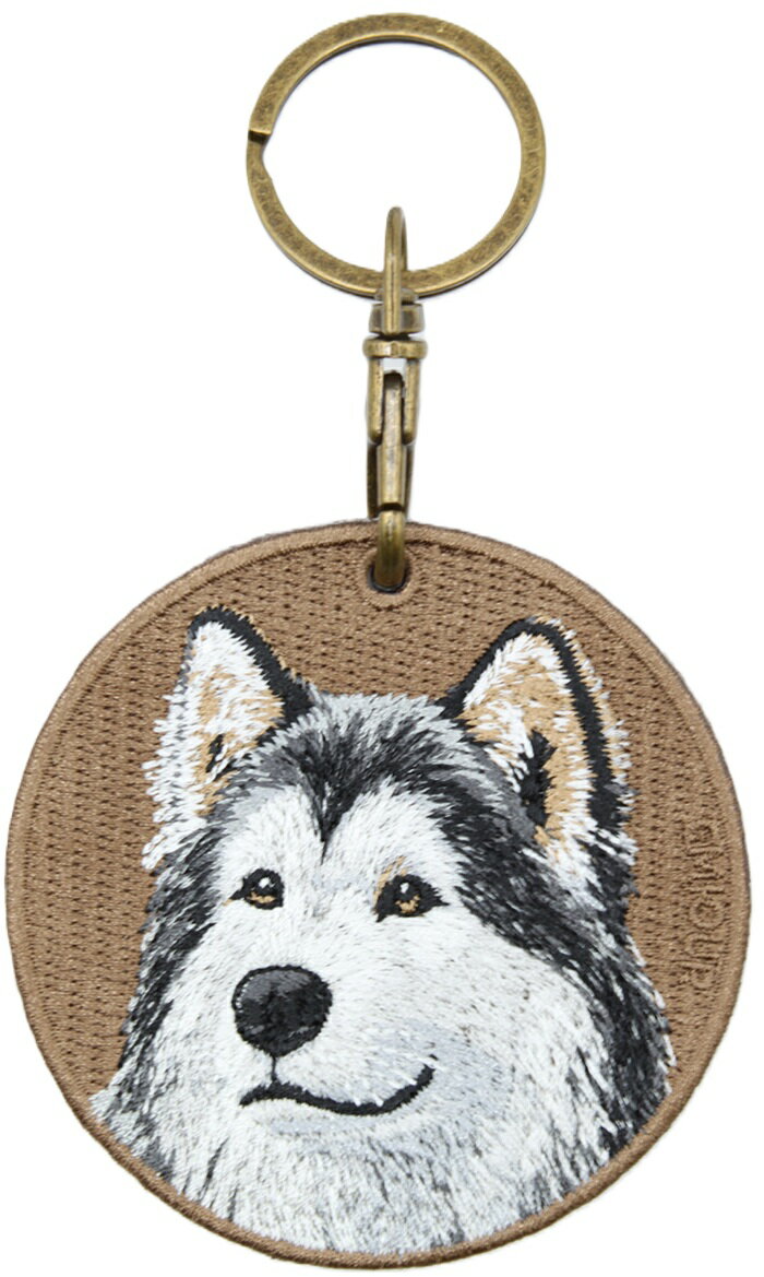NEW アラスカン・マラミュート キーホルダー シルク両面刺繍 犬キーホルダー ドッグ 超かわいい 本物そっくり 高品質 リアル チャーム ペット プレゼント最適 犬 犬柄