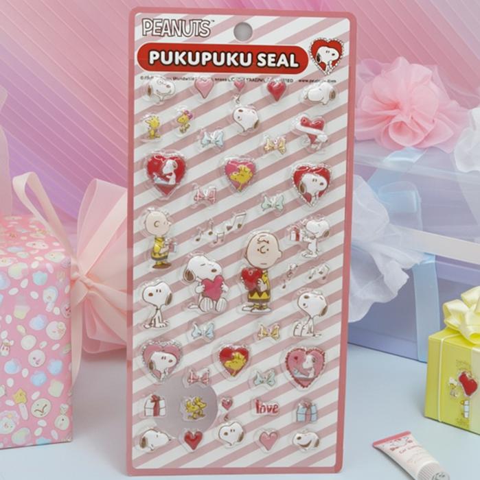 Rakuten - スヌーピーぷくぷくシール NO.2　立体シール かわいい 人気キャラ スヌーピー ウッドストック チャーリー ライナス ルーシー サリー