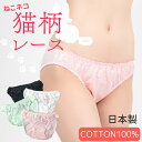 \SALE5枚セット/ ショーツ 綿100% 送料無料 レディース かわいい 猫柄 レース 日本製 M Lサイズ 下着 福袋 可愛い ねこ グッズ 国産 コット...