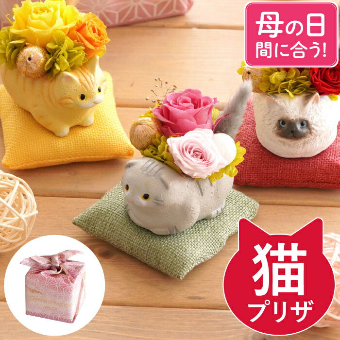 【あす楽16時まで】 猫好き プレゼント プリザーブドフラワー お祝い 『 のんびり 花 にゃんこ 』 誕生日プレゼント 猫グッズ 雑貨 ネコ グッズ 祖母 おばあちゃん 女性 母親 義母 50代 60代 80代 還暦祝い インテリア ギフト 贈り物 玄関飾り 猫 ねこ かわいい cat