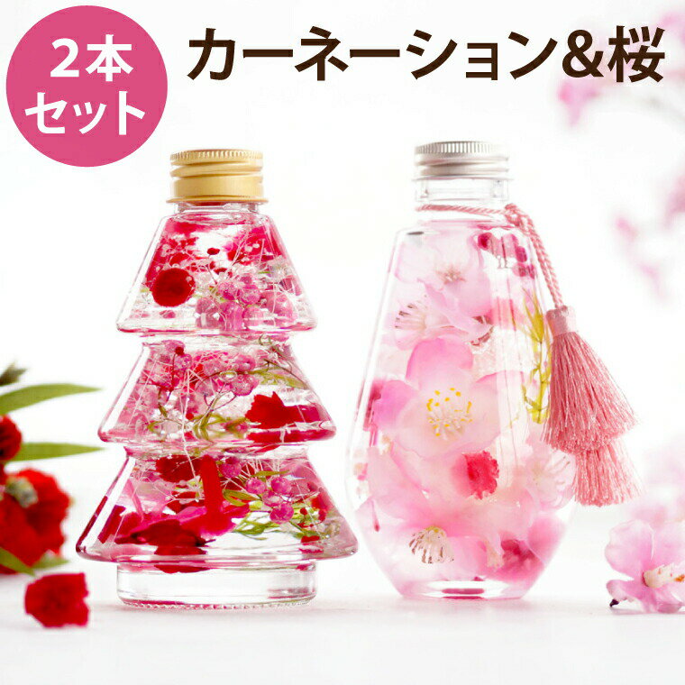 【あす楽16時まで】 母の日 プレゼント 花 母の日ギフト 『 ミニ カーネーション ＆ 桜 ハーバリウム ギフトセット 』 誕生日プレゼント 女性 母親 60代 義母 70代 還暦祝い おしゃれ 赤 祖母 古希祝い 米寿 喜寿 傘寿 祝い 退職祝い 結婚記念日 両親 玄関 インテリア 雑貨