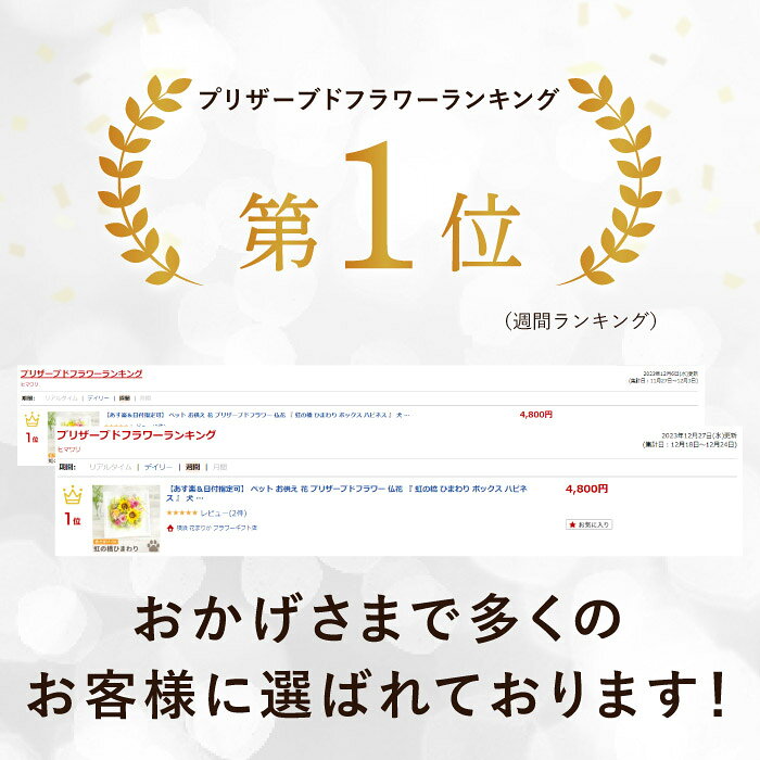 【日付指定可】 お彼岸 犬 ペット お供え ひまわり 花 プリザーブドフラワー 仏花 ...