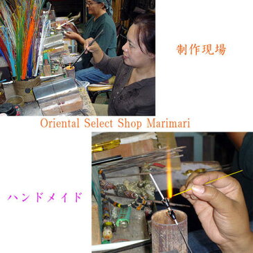 ◆台湾手造りアクセサリ瑠璃玉・神秘のブレスレット編み結び☆ウコン色