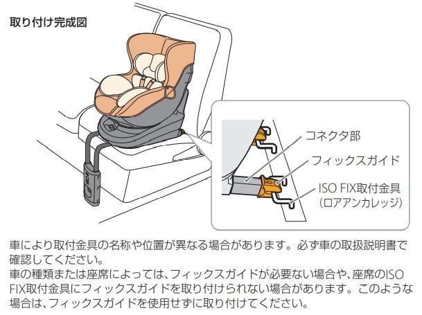 カーメイト純正 ISOFIXチャイルドシート 取付時補助部品 フィックスガイドASP120(2個セット) エールべべ KURUTTOクルット 3