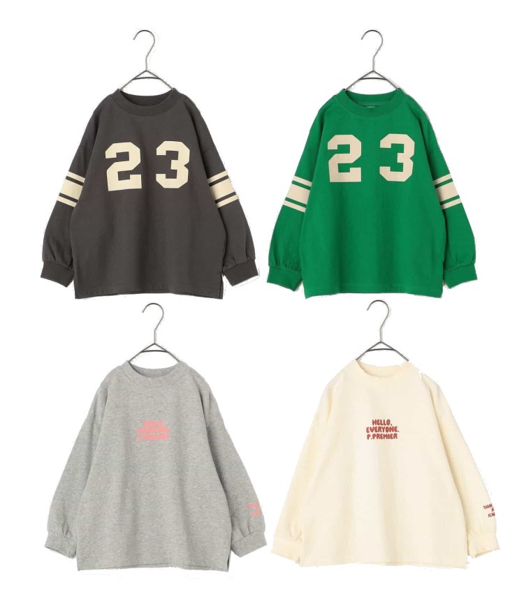 乐天商城 - ☆30％OFF☆ p.premier イロチ買いしたい ナンバリングとロゴの長袖Tシャツ P406015_25秋冬 ピードットプルミエ(F.O.International)