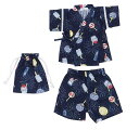 ☆20%OFF☆アンパサンド 総柄甚平(巾着付)L275014_24夏浴衣 着物 和服幼稚園 保育園 花火大会 夏祭り 夕涼み会 盆踊り(4)