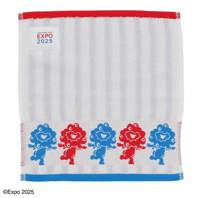 ミャクミャク [タオルハンカチ] 2025 大阪・関西万博 キャラクター ボーダー 丸眞 25cm×25cm 万博みやげ 万博土産のサムネイル