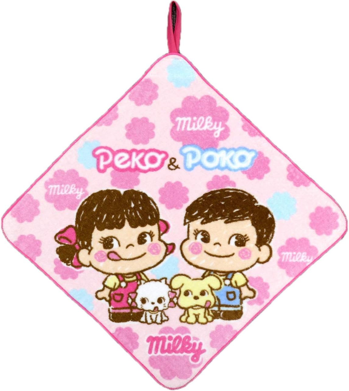 丸眞・ループ付きタオル【ペコ＆ポコ】ミルキータイム(18)33×33cm(3065005100)