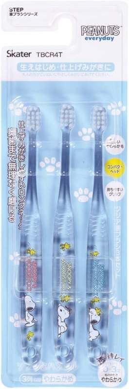 メール便で送料無料 スケーター 乳児用歯ブラシ3本セット【スヌーピー】STEP1(0〜3才)TBCR4T