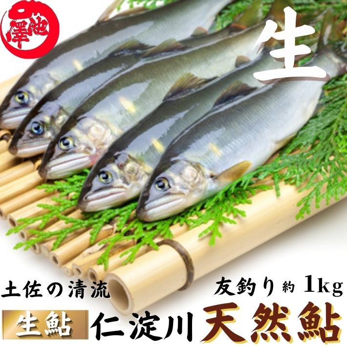 清流「仁淀川」極上 天然生鮎　 5年連続水質日本一！仁淀ブルーと呼ばれる仁淀川の天然あゆ！ベテランの専属川漁師さんが、一匹一匹「友釣り」で釣った希少な天然アユです。天然ならではの独特なスイカのような香りと、ぬめりが残る程の新鮮な生鮎を釣りたて当日に発送致します。 高知県産 仁淀川 天然鮎の詳細 商品説明名称 仁淀川 友釣り天然鮎内容量●仁淀川天然鮎 生 1kg（約10〜18尾） 原材料・天然鮎(高知県産) 賞味期限 発送日より2日。ご自宅で冷凍する場合は1ヶ月程でお召し上がり下さい 保存方法 要冷蔵（10℃以下） 美味しい鮎の塩焼き ・焼き方 1、まずは、魚焼きグリル（オーブントースターでも可）を予熱します。 2、キッチンペーパー等で水分を拭き取ります。 3、鮎の両面に塩をまんべんなく振り掛けます。ヒレにはたっぷりと飾り塩をします。 4、弱火で両面を引っくり返しながら黄金色になるまで焼きます。（各10分位） ※アルミホイルを一度丸めてから敷くとくっつきにくくなります。 奇跡の清流「仁淀川」とは？ 高知県の中部を流れる仁淀川は西日本最高峰の石鎚山に源流を発し、四国山地に深いV字谷を刻み込みながら南下し、124kmかけて太平洋に流れでます。5年連続水質日本一を記録するなど、四万十川を凌ぐ清流「仁淀ブルー」として高知では呼ばれています。 仁淀川の鮎が美味しい理由は？ 天然の鮎は岩や川底に付着している珪藻、藍藻などを食べています。天然あゆ独特のスイカの様な香りはこの珪藻を食べるから生じるのであって、粒状の餌を食べている養殖あゆにはありません。仁淀川の上流域には民家もなく、排水等も全くないので、他の川の天然鮎と比べてもこの餌のコケが良質なのです。この餌のおかげで、内蔵まで臭みのない美味しい天然鮎が提供できるのです。 鮎の友釣りとは？ 仕掛けに針をつけた「おとり鮎」を泳がす事によって「おとり鮎」に攻撃してくる天然鮎を一本釣りする熟練鮎漁師の釣り方です。専属のベテラン漁師さんは、川の状態や、キレイなコケの状態などを見極めてから釣りをします。美味しいコケがある所には美味しい鮎がいるのです。また、釣った鮎をすぐに氷締めすることで、鮮度が高い状態でお届けできるのも友釣りの優れた理由です。 配送について ヤマト運輸クール便 ※北海道・沖縄は別途800円頂戴致します。 販売者 〒780-0870高知県高知市本町2-19大正八年創業 土佐の老舗 のれんの味有限会社　池澤鮮魚 様々なギフトシーン、各種お祝いごとにご利用頂いております。ギフトシーン お中元(御中元)ギフト、父の日ギフト、敬老の日ギフト、お誕生日プレゼント、暑中見舞い(暑中御見舞)、残暑見舞い(残暑御見舞)などにのし無料、メッセージカード無料でお届け致します。 各種お祝い事 お礼、内祝い、お祝い、出産祝い、結婚祝い、退職祝い、入学祝い、就職祝い、昇進祝い、引っ越し祝い、新築祝い、快気祝い、 開店祝い、ゴルフコンペ、ご挨拶、結婚記念日、金婚式(50年)、銀婚式(25年)などに日時指定可能です。長寿のお祝い 還暦(満60歳)、古希(70歳)、喜寿(77歳)、傘寿(80歳)、米寿(88歳)、卒寿(90歳)、白寿(99歳)、百寿または紀寿(100歳)など 行事の集まりに 家族や友達が集まるシーンや、特別な日に！ 各種打ち上げ、プチパーティー、BBQなど又、土佐のお土産、お取り寄せとして、帰省土産、記念に大変喜ばれております。 熨斗(のし)の表書きの例 様々なシーンに合わせて、いつもありがとう、お父さんありがとう、お母さんありがとう、おじいちゃん、おばあちゃん、お誕生日おめでとうなどお好きな言葉を入れることができます。又、メッセージカードも各種ご用意しております。父、母、夫婦、義父、義母、祖父、祖母、叔父、叔母、いとこ、先生、監督、コーチ、親戚、社長、部長、上司、同僚、先輩、後輩、取引先、職場など様々な御相手に対応致します。 検索キーワード ひろめ市場、久礼大正市場、お酒の肴、グルメ、食通、 太平洋、仁淀川、四万十川、物部川、鮎の塩焼き、鮎の甘露煮、あめごの塩焼き、天然、養殖、土佐料理、土佐の伝統食、化粧箱、風呂敷、新鮮、最高峰、極、厳選、職人、特選、週末、自家製、伝統、店格、お土産、取り寄せ、行列、オーガニック、ブランド、訳あり、新鮮、とれたて、産直 、産地直送、お年寄り、団塊世代、50代(50歳)、60代(60歳)、70代(70歳)、80代(80歳)、自宅用、あす楽、あすつく、ふるさと納税 ギフト対応天然の生鮎 仁淀川 極上 天然鮎 友釣り鮎 仁淀ブルーで育った天然鮎 海鮮 ギフト 高知県産 送料無料 日本一の清流仁淀川の極上天然鮎！ 上流域の天然物を専属のベテラン川漁師が「友釣り」で釣り上げた鮮度抜群の一級品！内蔵まで臭みのない美味しい鮎がお楽しみ頂けます！ いつでも食べれる！天然の冷凍鮎はこちら 賞味期限が長いのでギフトやプレゼントにもおススメ！仁淀川の天然冷凍鮎！ ≫ここをクリック