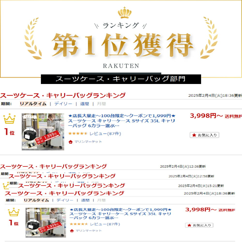 「軽量設計!360度回転!2,980円でGET!限定100台の大暴走スーツケース!」 縦画像 3