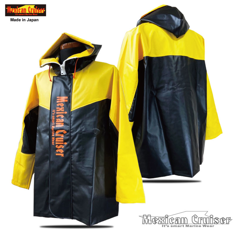 漁師専用水産合羽メキシカンクルーザー パーカー【釣りカッパ】【完全防水】【送料無料】【漁師】【カッパ】生地厚0.4mm 国産生地【安全色】少量のみの生産です、お...