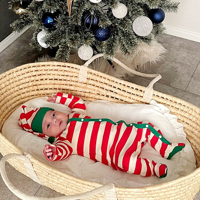 カバーオール ベビー 新生児 帽子 2点セット 韓国 ベビー服 ナチュラル 男の子 長袖 カバーオール 秋冬 ボーダー クリスマス rompers ベビーファッション 足つき baby 出産祝い 出産準備 ギフト プレゼント 50cm 60cm 韓国子供服 マリンキャッスル 3