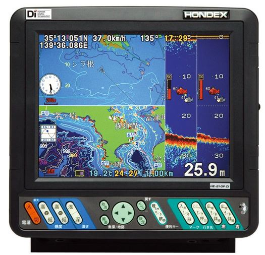 【送料無料】HONDEX（ホンデックス)8.4型カラー液晶プロッターデジタル魚探HE-81GPII-Di アンテナ内蔵600W 50/200KHz 2周波※返品・キャンセル不可