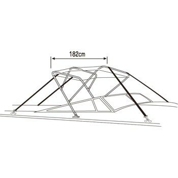 ACRYIC　小型ボート用ビミニトップアルミフレームのみ取付幅226～243cm, 長さ182cm