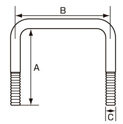 TIGHT JAPAN（タイトジャパン）　75×45 角パイプ 縦用ボルト（ステンレス）A:100×B:60×C:10mm