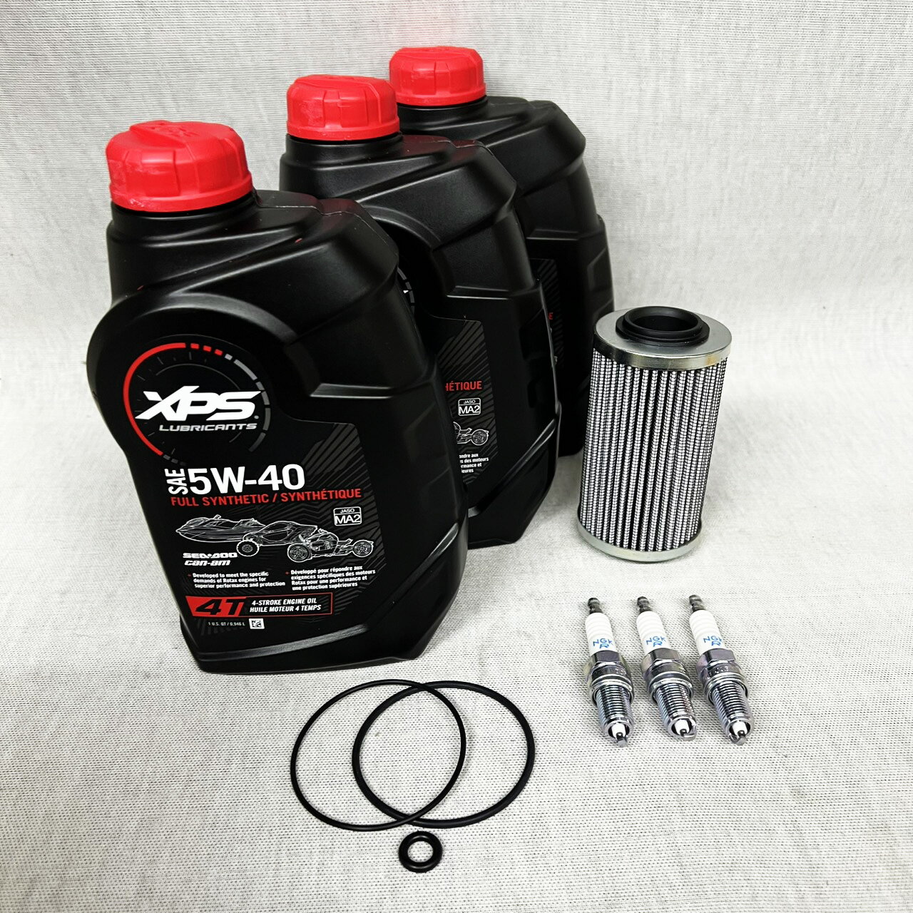 SEA−DOO（シードゥ）メンテナンスセット 300馬力用 *オイル×3本・社外品フィルター・プラグ(KR9E-G)×3..
