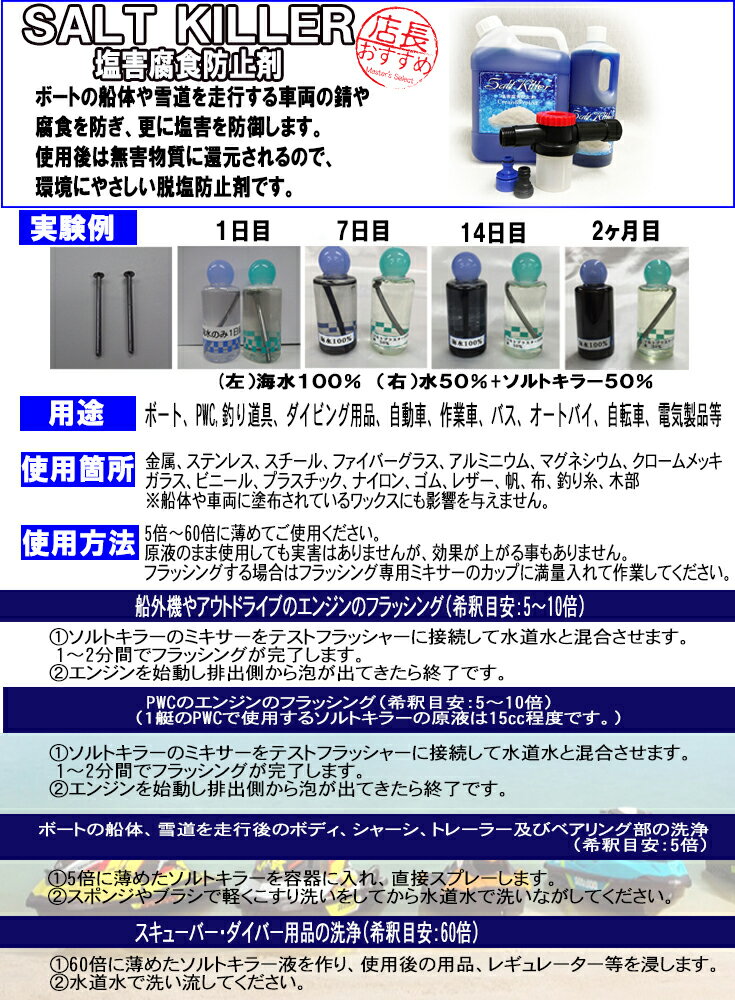 錆びる前に!! ソルトキラー（塩害腐食防止剤） 1L＋ミキサー