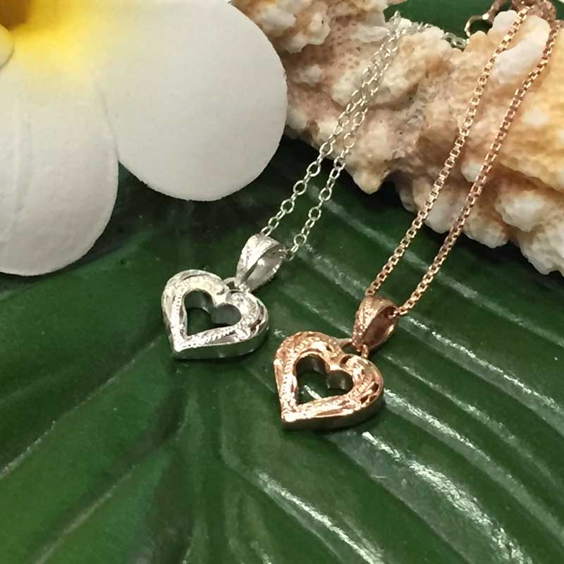 【30日 全商品 ポイント 2倍】 ハワイアンジュエリー ネックレス シルバーチェーン付きペンダント プチハート レディース クリスマス ギフト 誕生日 記念日...