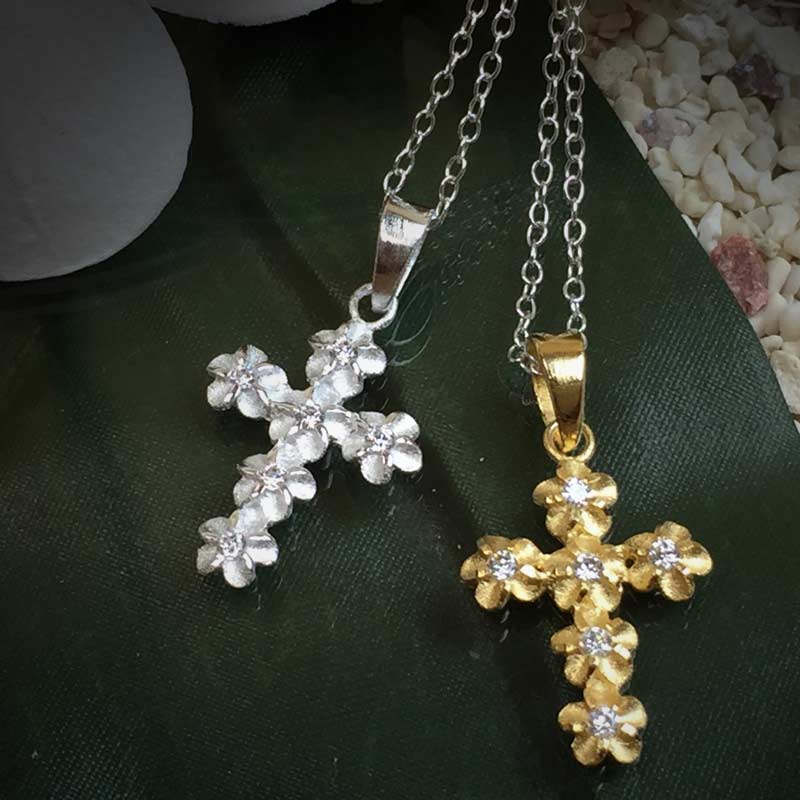 【30日 全商品 ポイント 2倍】 ハワイアンジュエリー シルバーチェーン付きペンダントネックレス クロス レディース クリスマス ギフト 誕生日 記念日 プレ...