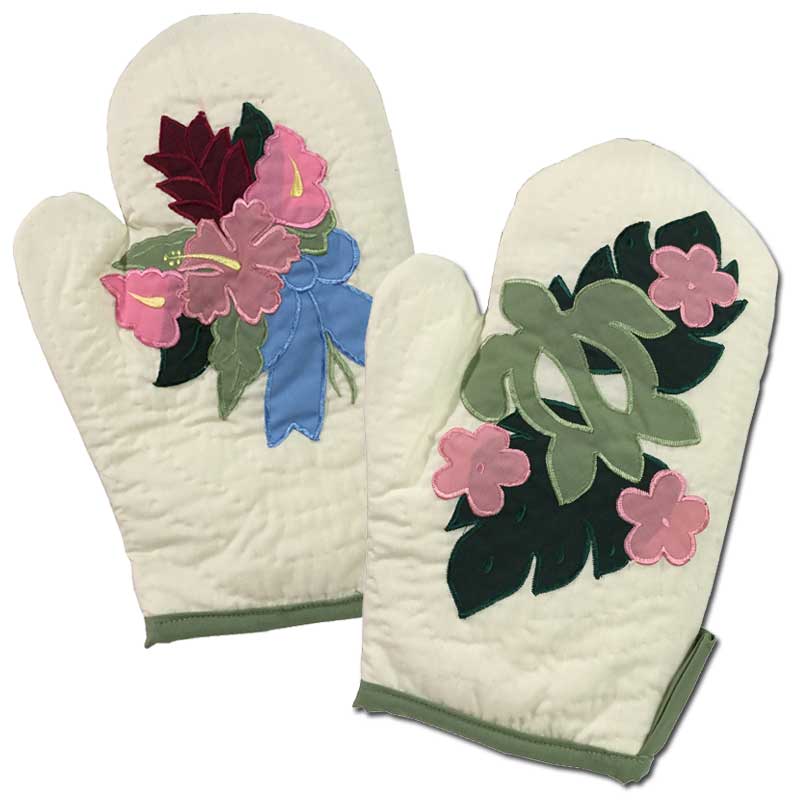 【20日(木)はP最大20倍！クーポン有り】 鍋つかみ ハワイアンキルト ギフト Hawaiian Quilt 花柄 手袋 ミトン なべつかみ 新生活 台所用品 キッチン 料理 クッキング 可愛い 母の日 実用的 ギフト 敬老の日 誕生日 記念日 クッキング オーブン 手作り 料理