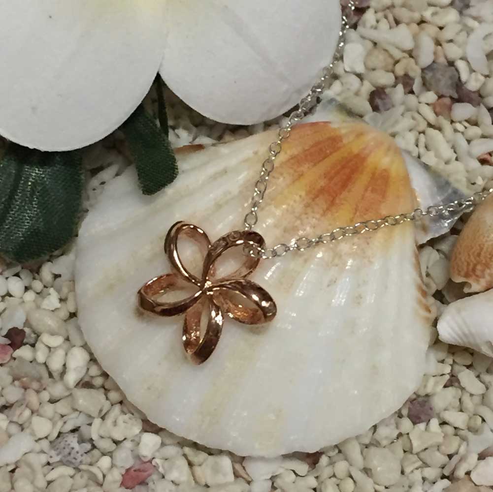 【30日 全商品 ポイント 2倍】 ハワイアンジュエリー チェーン付きペンダントネックレス フラワー ピンクシルバー レディース クリスマス ギフト 誕生日 記...