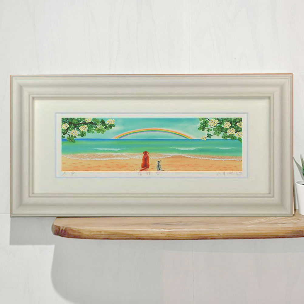 【ブラックフライデー 全商品 P最大25倍】 絵画 友情5 栗乃木ハルミ サーフィン インテリア フラグッズ ハワイ hk0182 Sタイプ 新築祝い お誕生日...