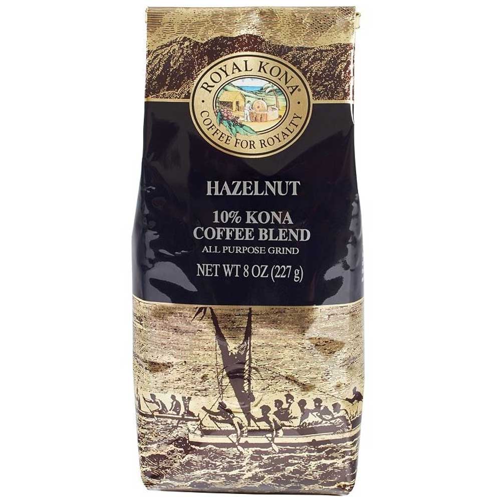  ROYAL KONA Coffee ロイヤルコナコーヒー 10% Kona CoffeeBlend HAZELNUT 8oz 227g ヘーゼルナッツ ハワイアンコーヒー ギフト プレゼント 香り 癒し カフェ お土産 コナ コーヒー 粉 ホワイトデー カフェタイム おいしい