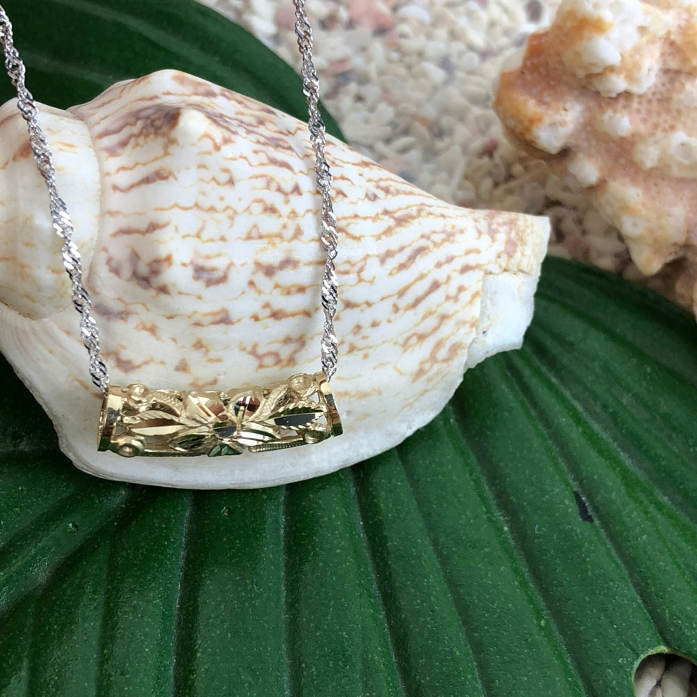 【ブラックフライデー 全商品 P最大25倍】 ハワイアンジュエリー 40cm シンガポールチェーン付き 14金 イエローゴールド チューブネックレス 14K プ...