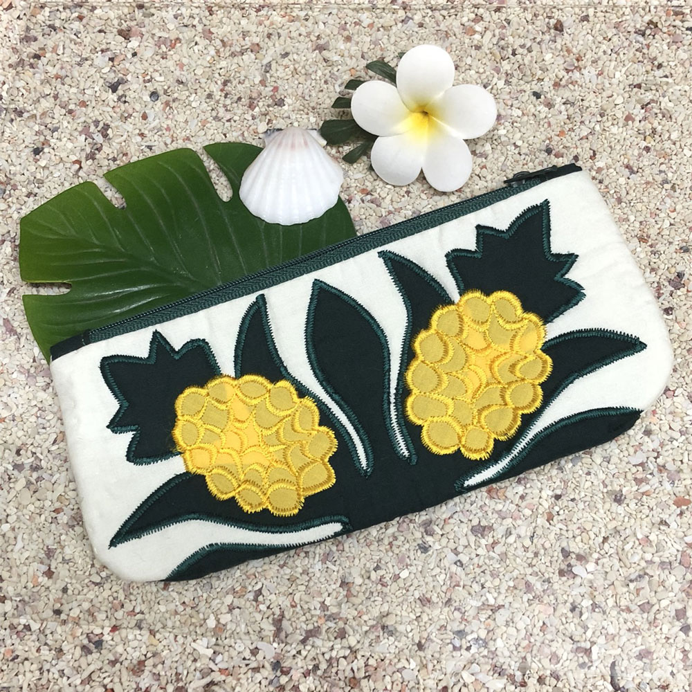 【30日 全商品 ポイント 2倍】 ハワイアンキルト Hawaiian Quilt パイナップル ポーチ 小物入れ ペンケ..