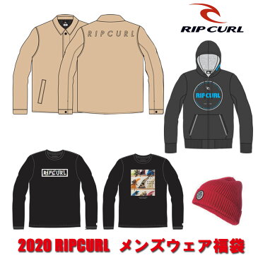 【ポイント最大36倍6/11(木)01：59まで】 福袋 2020 メンズウェア リップカール RIPCURL HAPPY BAG アウター 中綿ジャケット ロングスリーブTシャツ 裏起毛 スウェットパーカー ニットキャップ ビーニー TEEシャツ おススメ オシャレ Mサイズ