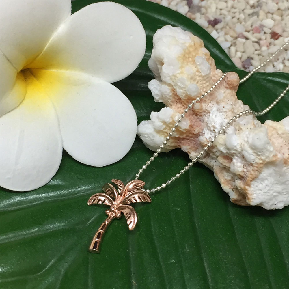 【30日 全商品 ポイント 2倍】 ハワイアンジュエリー ネックレス チェーン付き ペンダント パームツリー ピンクシルバー クリスマスギフト 誕生日 記念日 ...