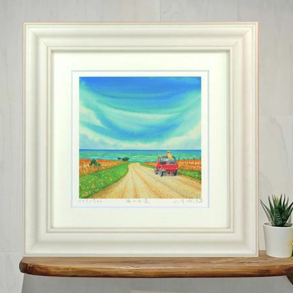 【ブラックフライデー 全商品 P最大25倍】 絵画 栗乃木ハルミ イラストフレームセット 海への道 額入り絵画 428mm×428mm rタイプ hk0081 ...