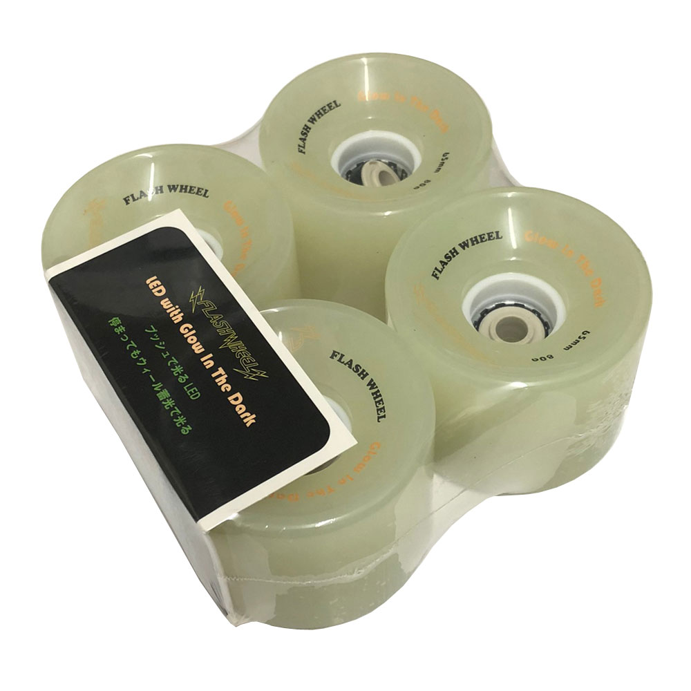【マラソン ポイント 最大 32倍】 スケートボード 蓄光で光るクルーザーウィール フラッシュウィール 65mm 80a FLASH WHEEL ソフトウィール タイヤ アクセサリー SK8 スケートボード用 タイヤ ロングスケートボード おしゃれ 人気
