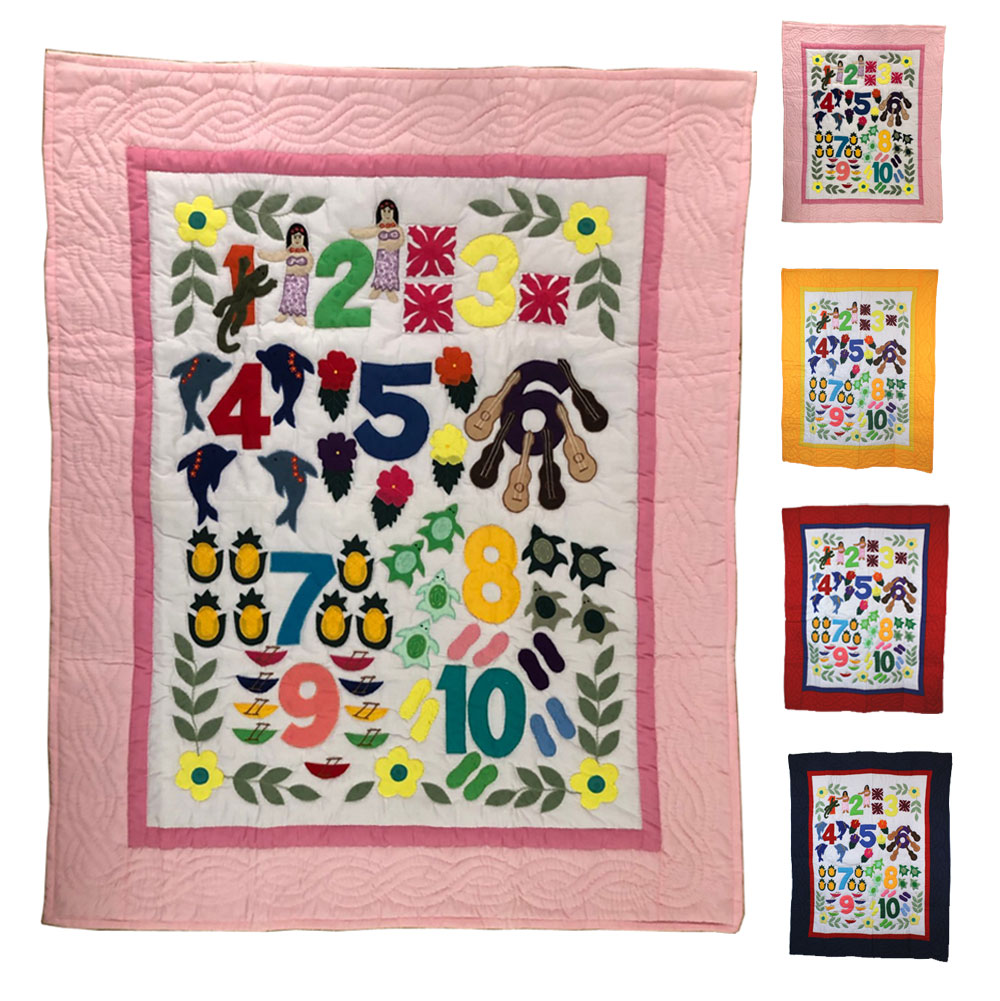【マラソン ポイント 最大 32倍】 ハワイアンキルト タペストリー ナンバー数字 フラインテリア ハワイアン雑貨Hawaiian Quilt ギフト プレゼント ピンク イエロー レッド ネイビー 送料無料