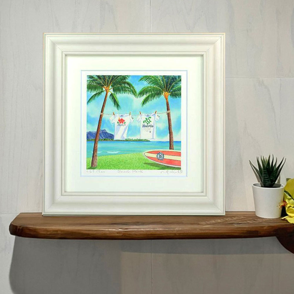 【ブラックフライデー 全商品 P最大25倍】 絵画 Beach park 栗乃木ハルミ サーフィン インテリア フラグッズ イラスト 新築祝い お誕生日 クリス...
