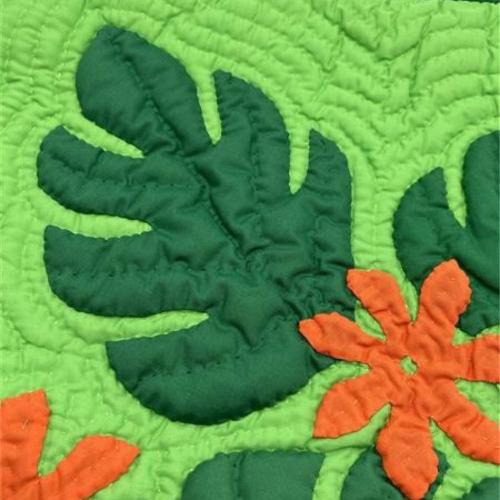 【マラソン ポイント 最大 35倍】 ハワイアンキルト クッションカバー グリーン モンステラ ティアレ 46cm×46cm 完成品 ファスナー開閉式 ハンドメイド 通販 ハワイアン インテリア ハワイ雑貨 Hawaiian quilt 模様替え プレゼント 花柄 18inch 18インチの商品画像 3