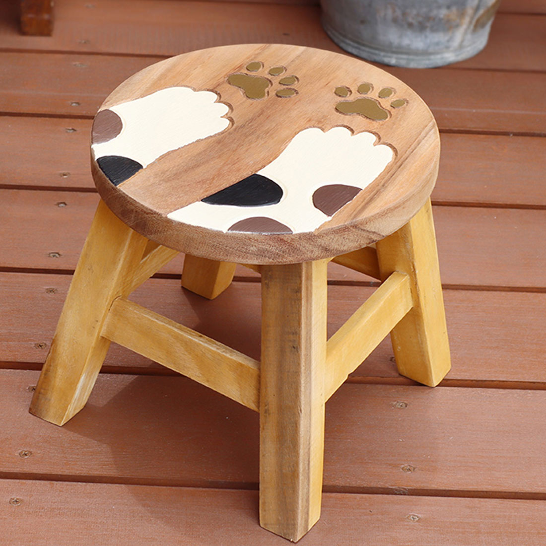 樂天商城 - 【マラソン ポイント 最大 32倍 クーポンあり】 ラウンドスツール キャットハンズ wood stool ウッドスツール 子供部屋 踏み台 インテリア雑貨 木製 アニマル チェア ハワイアン 収納 北欧 椅子 モンステラ ホヌ 植物 ラウンドスツール 天然素材 丸 スツール