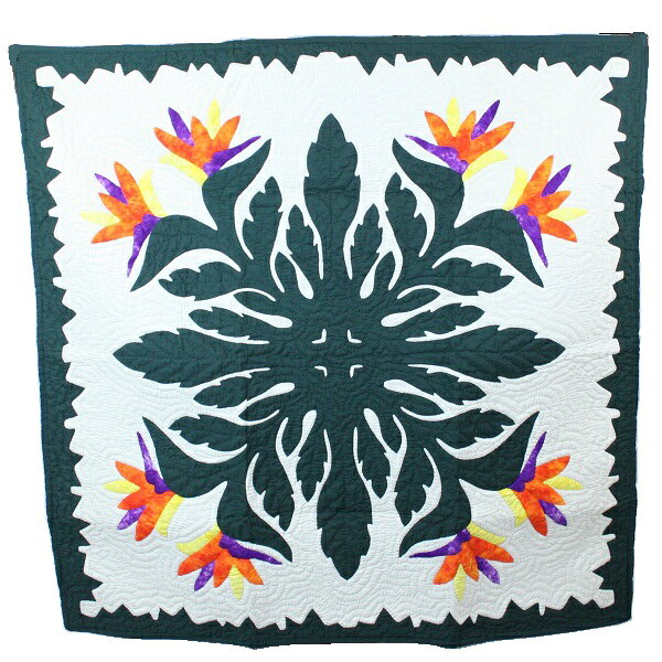 【マラソン ポイント 最大 32倍】 ハワイアンキルト Hawaiian Quilt タペストリー大 バードオブパラダイス柄